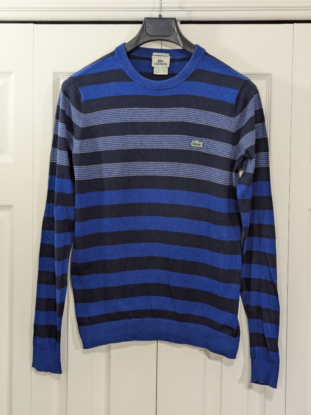Lacoste Cotton Cashmere Striped Crewneck Sweater